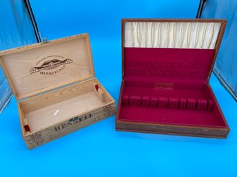 Wooden Flatware Case & Wooden Henkel & Co. Storage Box.