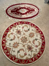 Two Red Rugs, Oval And Round