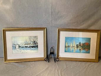 Two Framed Monet Reproductions Paintings