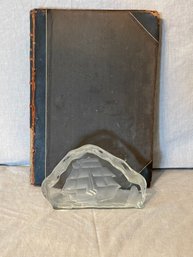 The Aldine Antique Book & Glass Ship Paperweight
