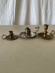 Brass And Metal Candlestick Holders