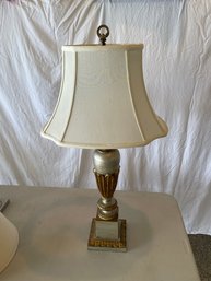 Silver And Gold Painted Wood Lamp