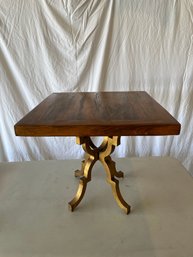 Wood And Metal End Table