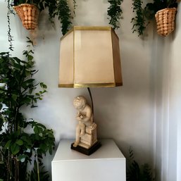 Carved-Marble PuttiCherub Lamp