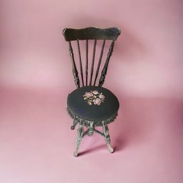 Victorian Swivel Embroidered Piano Stool