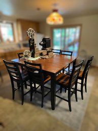 Bar Height Wood Table With 8 Stools