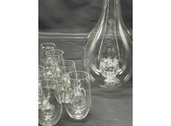 Fassbind Blown Glass Decanter And Apertif Glasses