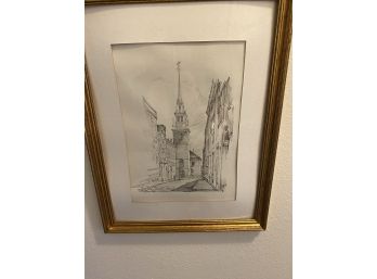 Old North Church Charcoal Drawing