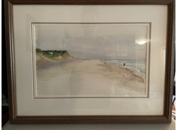 Framed Water Color Artwork Beach Scene By Mcarroll