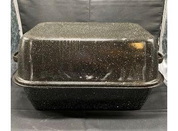 Granite Ware 25 Lb. Capacity 19.5 In. Covered Rectangular Roaster, Speckled Black Enamel On Steel More