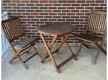 Wood Bistro Set -- Folding For Easy Storage