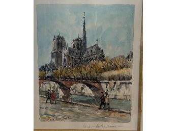 Notre Dame Pen & Ink Sketch  Framed Artwork