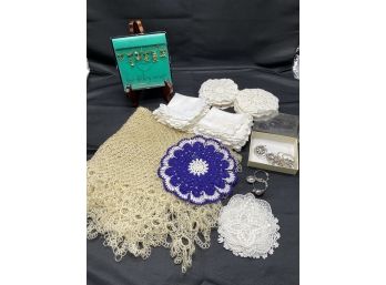 Assorted Table Linens & Wine Glass Charms