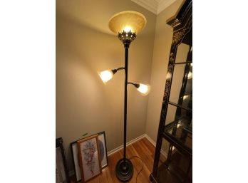 Art Deco Style Floor Lamp Torchiere & 2 Side Lights 3 Way