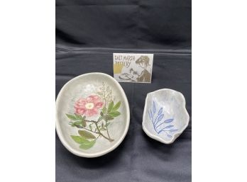 Salt Marsh Pottery Dishes Wild Rose And Sage Imprints Handpainted