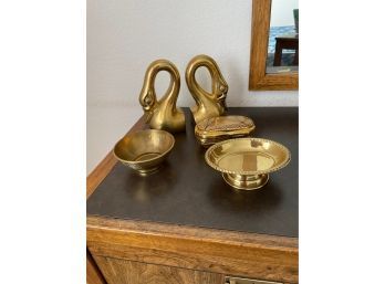 Brass Geese Bookends And Accessories