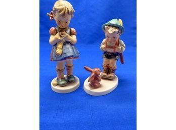 (2) Hummel Figurines A Stitch In Time And Sensitive Hunter