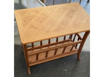 Mid-century Wooden Parquet Top Magazine Rack