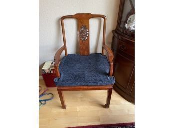 Four Matching Asian Rosewood Chairs With Custom Seat Cushions