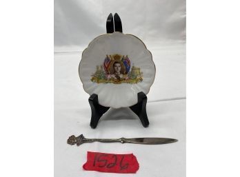 Small 1937 Commemorative Edward VIII Coronation Plate & Letter Opener