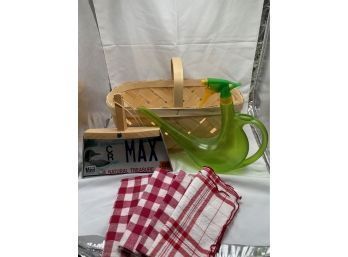 Large Basket, Maine License Plate Dust Pan And More