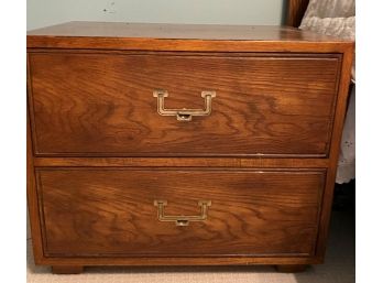 Vintage MCM Henredon Aretefacts Campaign Style Hollywood Recency 2 Drawer Nightstand