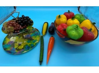 Bowl Full Of Glass Veggie Decor