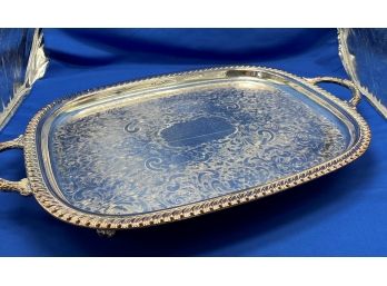 Footed Silver Serving Tray