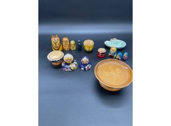 Russian Nesting Dolls, Wooden Plate Music Box And More