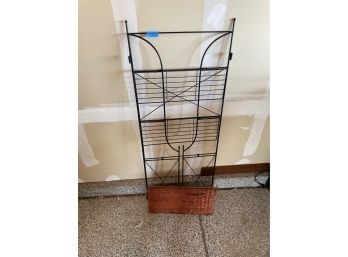 Metal And Wicker Shelving Unit