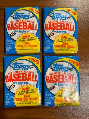 1989 Topps Baseball Lot Of (4) Unopened Wax Packs.