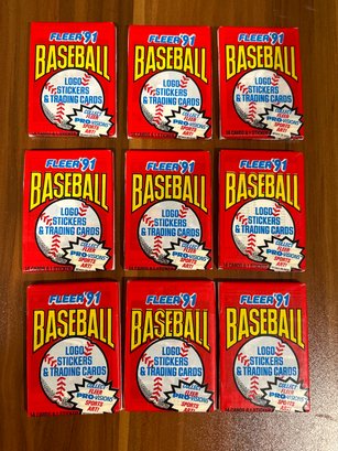 1991 Fleer Lot Of (9)Unopened Baseball Wax Packs