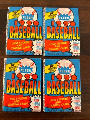 1990 Fleer Baseball Wax Pack Lot Of 4