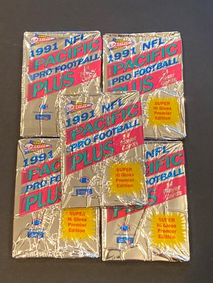 1991 NFL Pacific Pro Football Wax Pack Lot Of 5