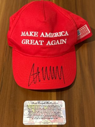 President Trump Signed MAGA Hat With COA