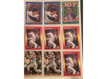 Ryne Sandberg Lot Of (9) Baseball Cards