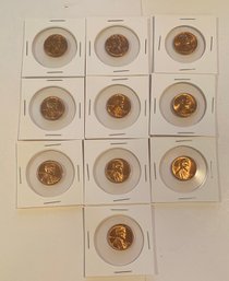 1958 D Penny Lot Of 10 From A Federal Reserve Roll