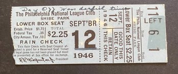 1946 Philadelphia As Ticket Stub. Shibe Park.
