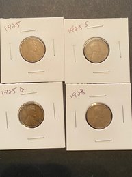 1925 And 1928 Wheat Penny Lot Of 4
