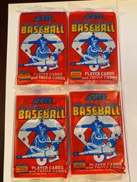 1988 Score Baseball Card Pack Lot Of 4