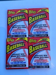 1991 Topps Baseball Unopened Pack Lot Of 4