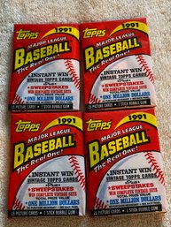 1991 Topps Baseball Wax Pack Lot Of 4