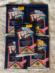 1991 NFL Football Wax Pack Lot Of 5