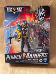 Power Rangers Dino Fury Black Ranger With Shield Sleeve Action Figure