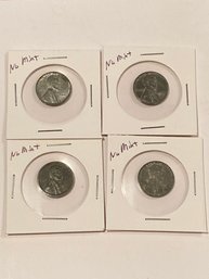 1943 Steel Wheat Pennies - No Mint Mark Lot Of 4