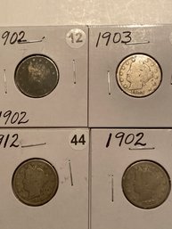 Liberty V Nickel Lot Of 4