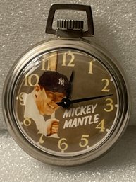 Prev. Owned Vintage MICKEY MANTLE Novelty Character POCKET WATCH ~ NOT Tested