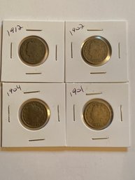 Liberty V Nickel Lot Of 4