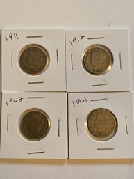 Liberty V Nickel Lot Of 4