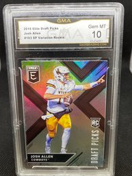 2018 PANINI ELITE DRAFT PICKS JOSH ALLEN #103 WHITE JERSEY ROOKIE GMA 10